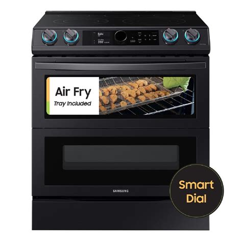 for pricing and availability. Samsung. 30-in Glass Top 5 Burners 3.4-cu ft / 2.7-cu ft Self-cleaning Air Fry Freestanding Smart Double Oven Electric Range (Fingerprint Resistant Stainless Steel) 290. Color: Fingerprint Resistant Stainless Steel. Popular Widths: 30-in.